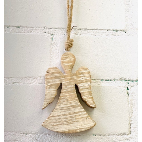 WOODEN ANGEL HANGING 18CM