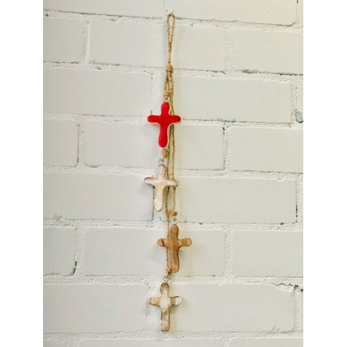 HAND PAINTED CROSS HANGING 52CM