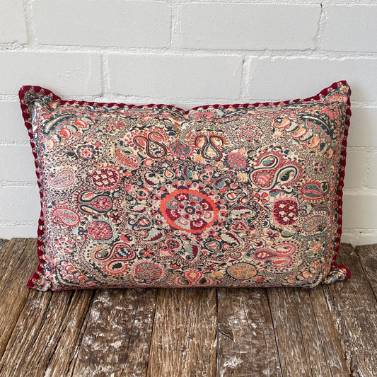 PRINTED COTTON HANDWORK PILLOW 40X60CM