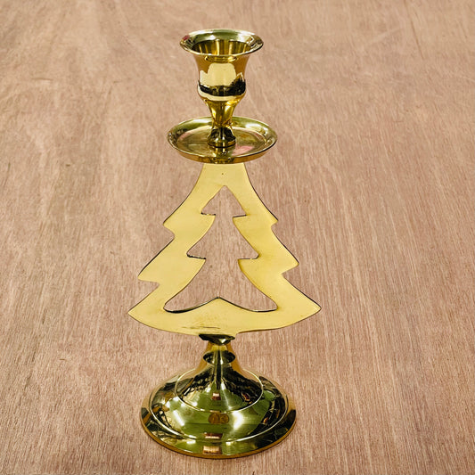 BRASS TREE CANDLE STAND 12CM