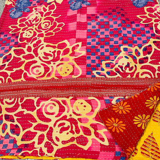 VINTAGE BENGALI KANTHA THROW DEC9