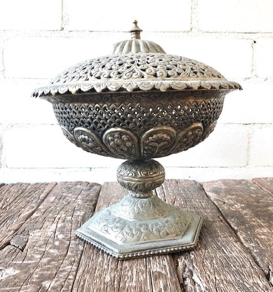 BRASS SILVERPLATED POT 26X24CM