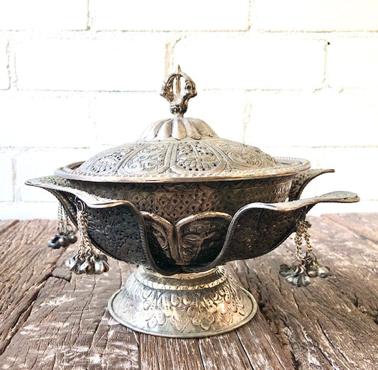 BRASS SILVERPLATED POT