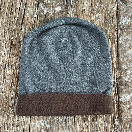 WOOL N CASHMERE BLEND DOUBLE SIDED BEANY