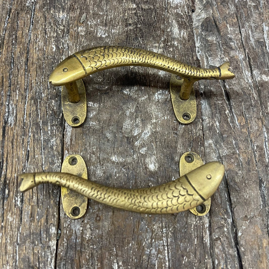 BRASS FISH HANDLE 15x4CM