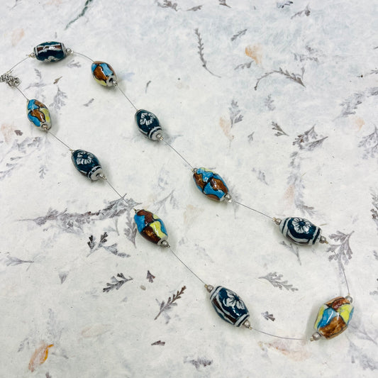 PAINTED CERAMIC BEAD NECKLACE