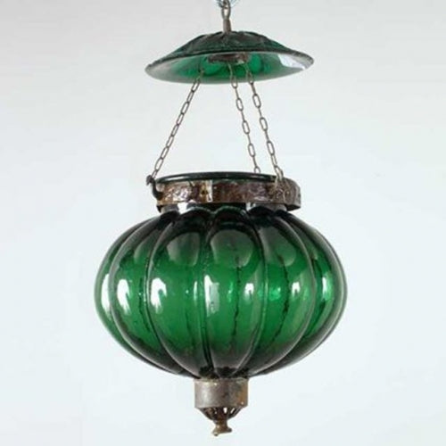 HANDMADE GLASS PUMPKIN PENDANT LIGHT LRG 39X20CM