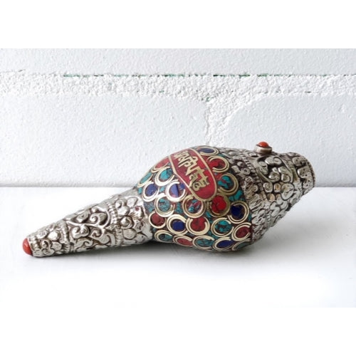 SILVER SHELL CONCH HORN