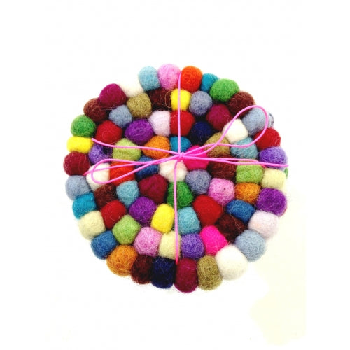 FELT BALL COASTER LRG MULTICOLOUR 22CM