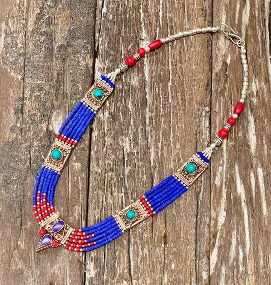 SILVERPLATED TIBETAN  NECKLACE
