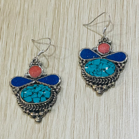 925 SILVER HOOK TIBETAN EARRING