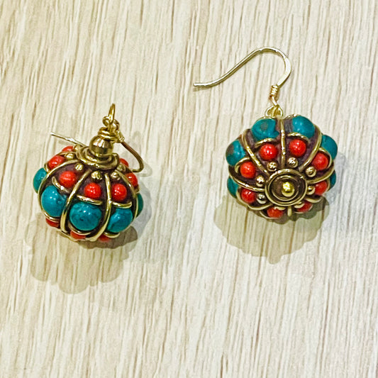 925 SILVER HOOK TIBETAN EARRING