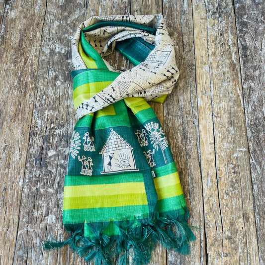 SILK FRINGED SARONG/ SCARF 100x180CM