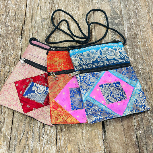 3PCS SILK SARI PASSPORT BAG 22x17CM