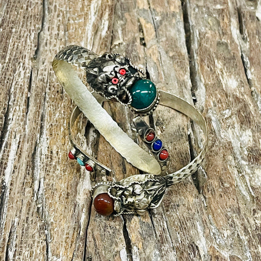 SILVERPLATED TIBETAN DRAGON CUFF