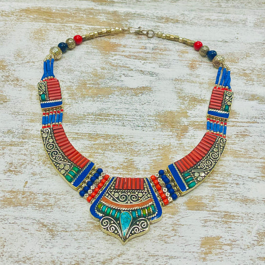 SILVERPLATED TIBETAN  NECKLACE