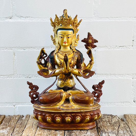 24KARAT GOLD PLATED CHENREZIG 33CM