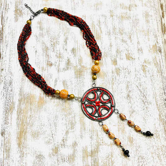 HANDMADE GLASS BEAD  NECKLACE