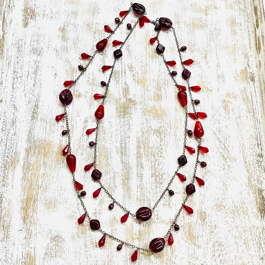 HANDCRAFTED GLASS BEAD LONG NECKLACE