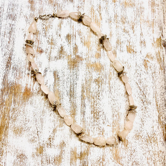 ROSEQUARTZ STERLING SILVER BEAD NECKLACE