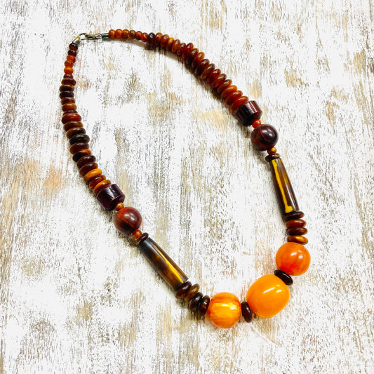 HANDCRAFTED NATURAL BONE STATEMENT NECKLACE