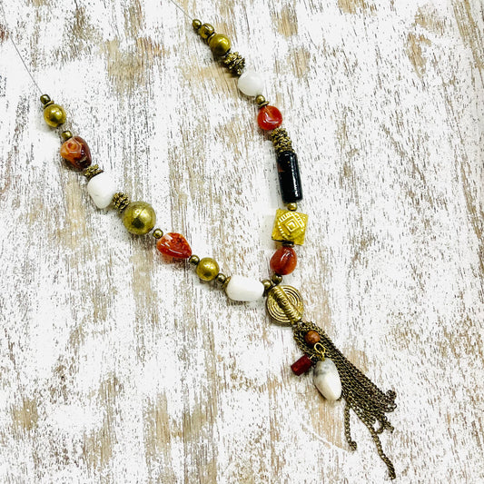 HANDMADE GLASS BEAD  NECKLACE