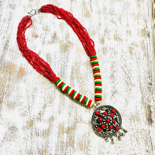 HANDMADE GLASS BEAD  NECKLACE