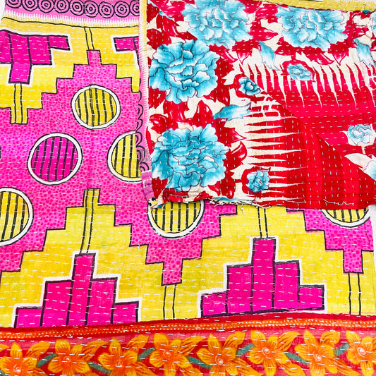 VINTAGE BENGALI KANTHA THROW JUL4