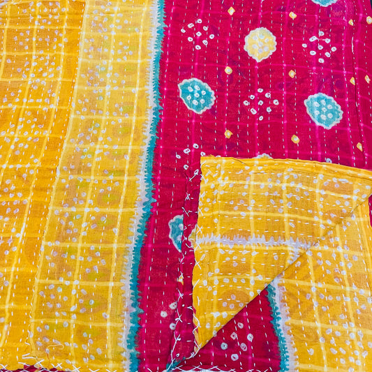 VINTAGE BENGALI KANTHA THROW JUL14