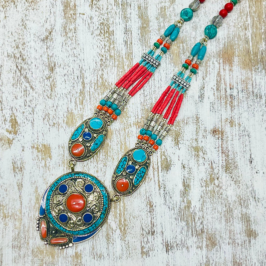 SILVERPLATED TIBETAN  NECKLACE