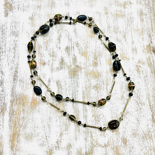 HANDCRAFTED GLASS BEAD LONG NECKLACE