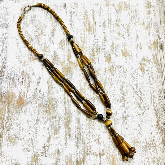 HANDCRAFTED NATURALBONE STATEMENT NECKLACE