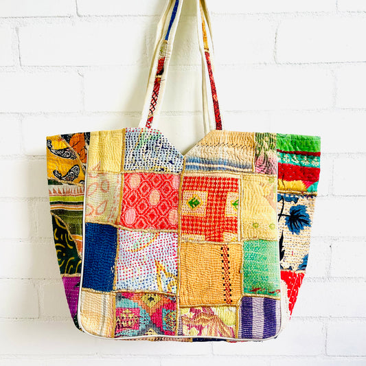 HANDSTICHED VINTAGE KANTHA SHOULDER BAG 50x32CM