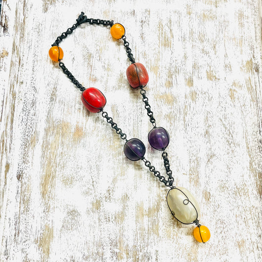 HANDMADE GLASS BEAD  NECKLACE