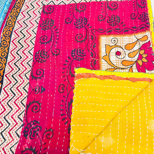VINTAGE BENGALI KANTHA THROW JUL7