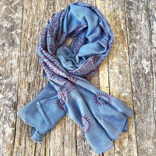 NAT VISCOSE DEEP BLUE OM SCARF/SARONG 100X195cm