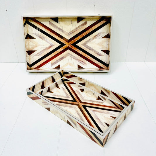 LACQUERED WOODEN TRAY 3P SET