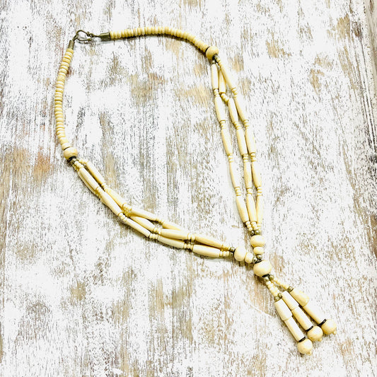 HANDCRAFTED NATURALBONE STATEMENT NECKLACE