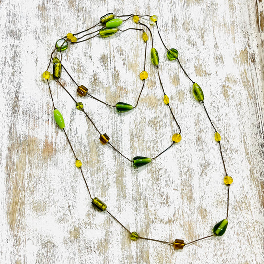 HANDCRAFTED GLASS BEAD LONG NECKLACE