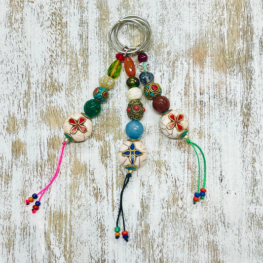 HANDMADE TIBETAN BEAD KEY RING