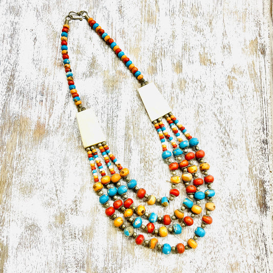 HANDCRAFTED NATURALBONE STATEMENT NECKLACE