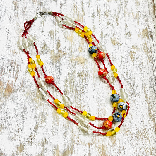 GLASS BEAD LONG NECKLACE