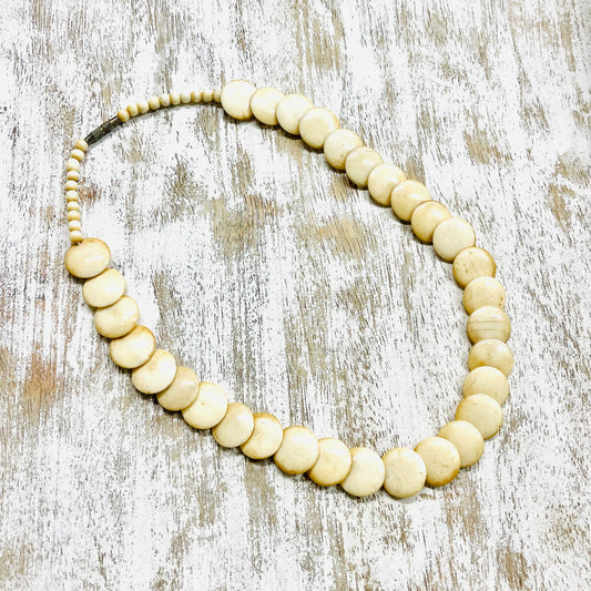 HANDCRAFTED RECYCLED BONE BEAD NECKLACE