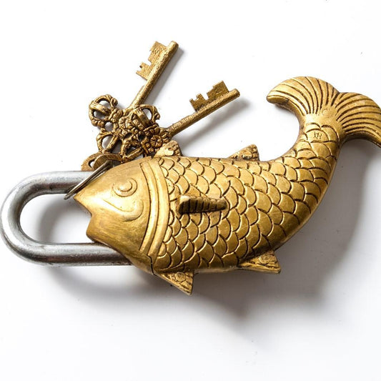 BRASS HANDMADE FISH PADLOCK