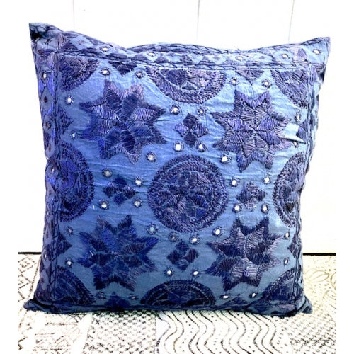 COTTON EMB. MIRRORED CUSHION