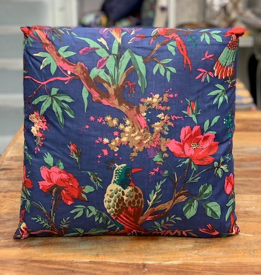 100% COTTON BIRDS CUSHION  W INSERT 60CM