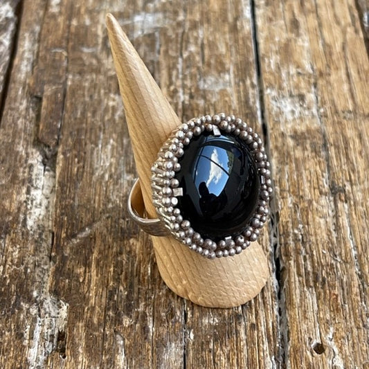 STERLING SILVER BLACK ONYX RING