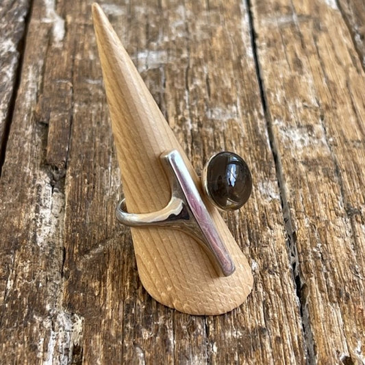 STERLING SILVER SMOKY QUARTZ RING