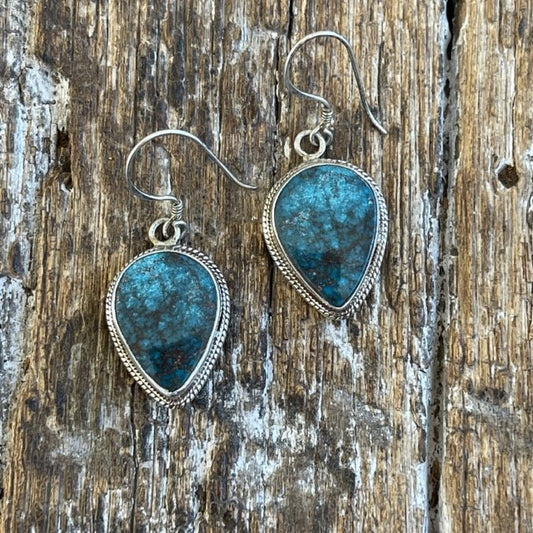 STERLING SILVER TIBETAN TORQUOISE EARRING