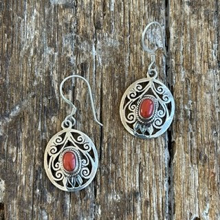 STERLING SILVER CORAL EARRING